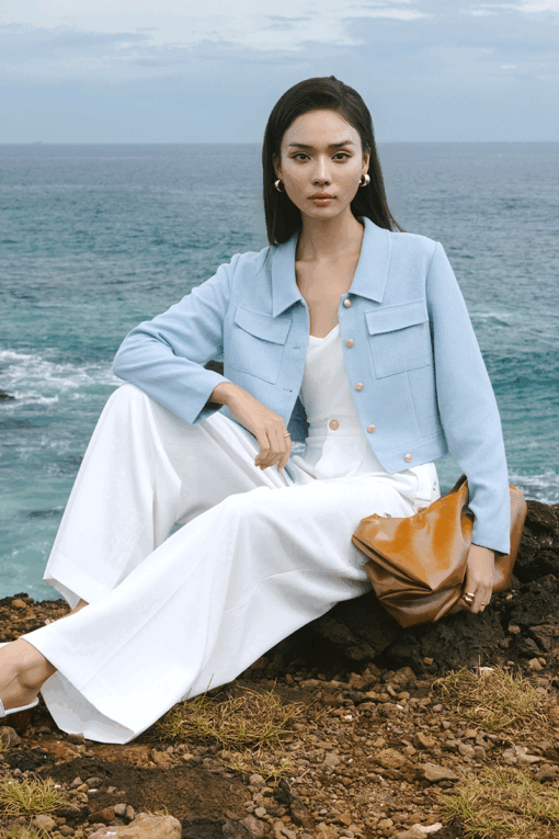 Áo kiểu DT croptop túi ốp đai nhê