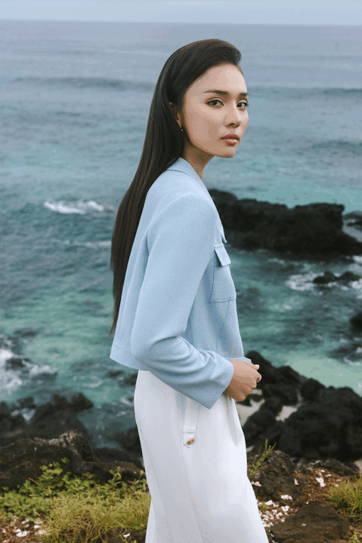 Áo kiểu DT croptop túi ốp đai nhê