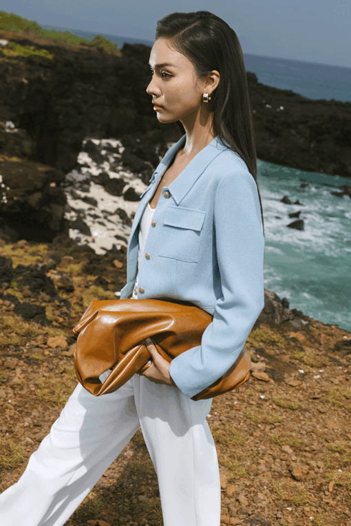 Áo kiểu DT croptop túi ốp đai nhê