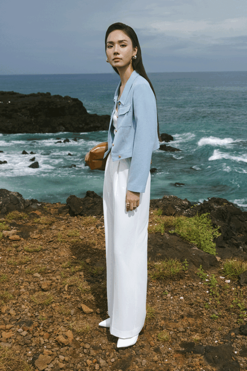 Áo kiểu DT croptop túi ốp đai nhê