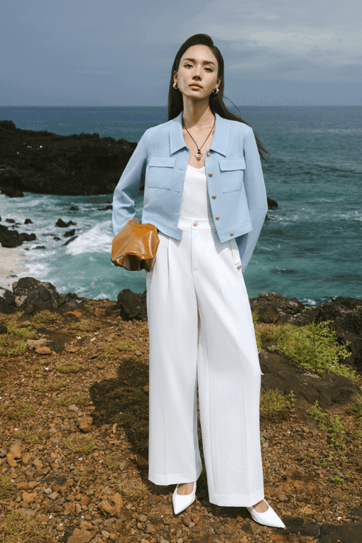 Áo kiểu DT croptop túi ốp đai nhê