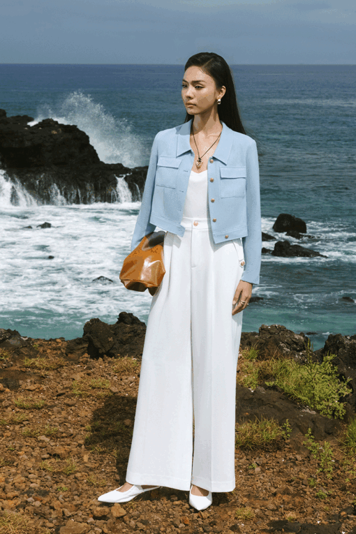 Áo kiểu DT croptop túi ốp đai nhê