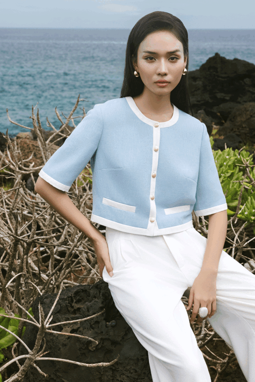 Áo kiểu LT croptop phối màu