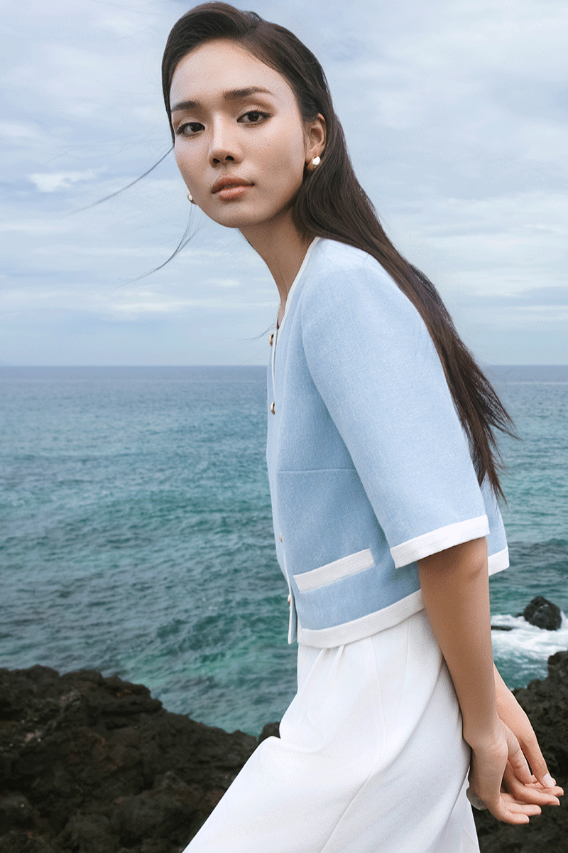 Áo kiểu LT croptop phối màu