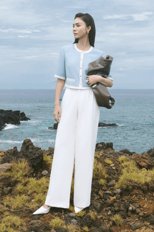 Quần suông cạp nguýt cong