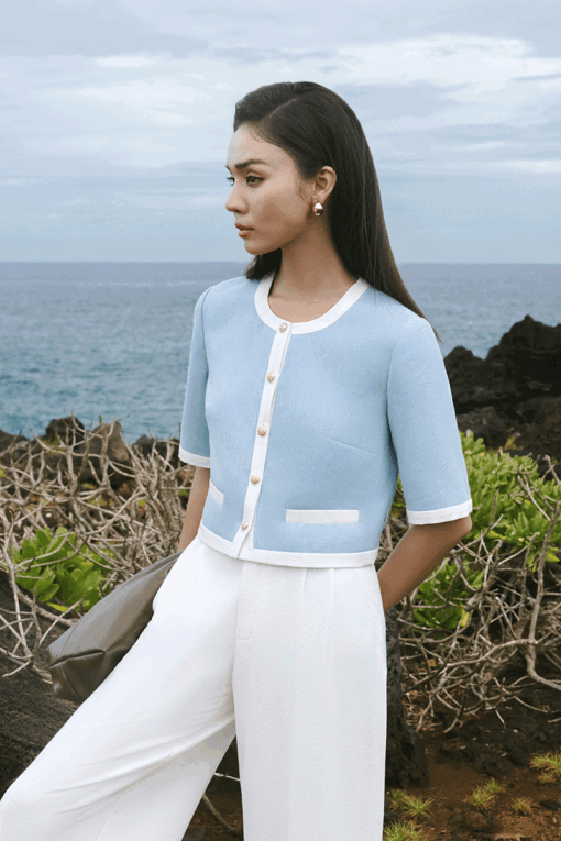 Áo kiểu LT croptop phối màu