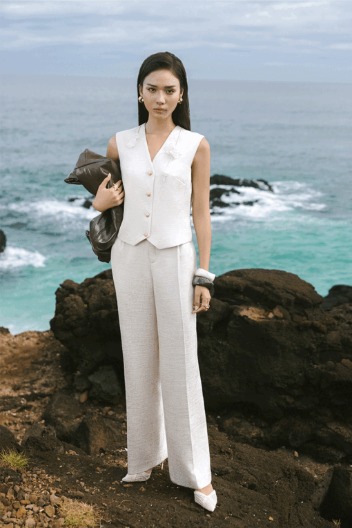 Quần suông bong cạp cách điệu