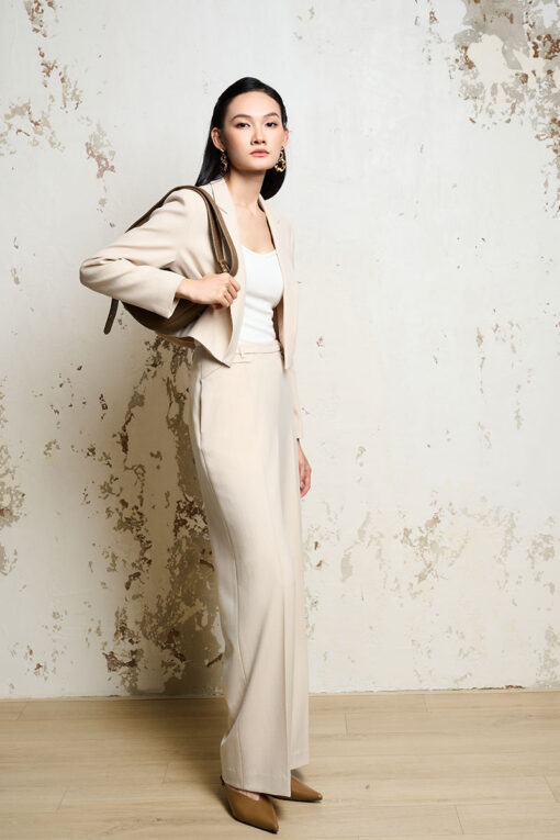 Áo vest croptop cổ bẻ liền nẹp