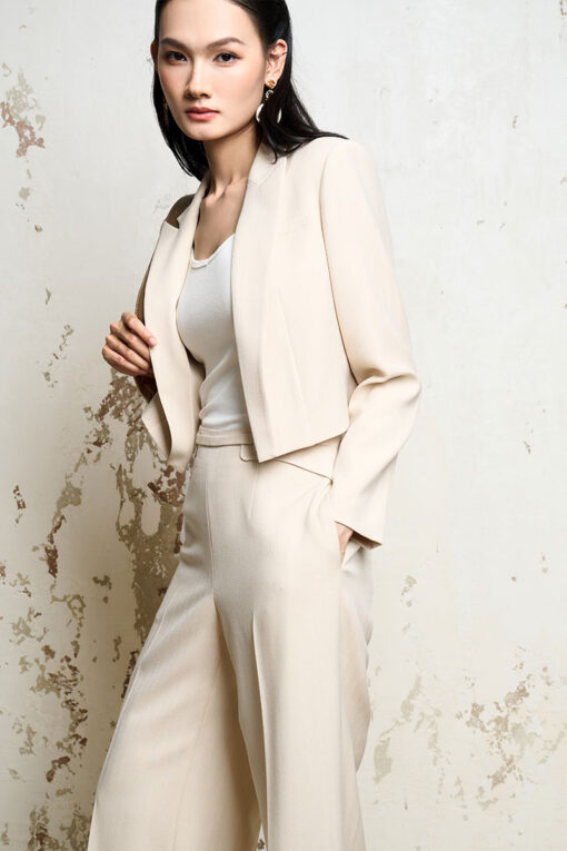 Áo vest croptop cổ bẻ liền nẹp