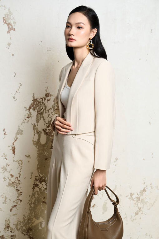 Áo vest croptop cổ bẻ liền nẹp