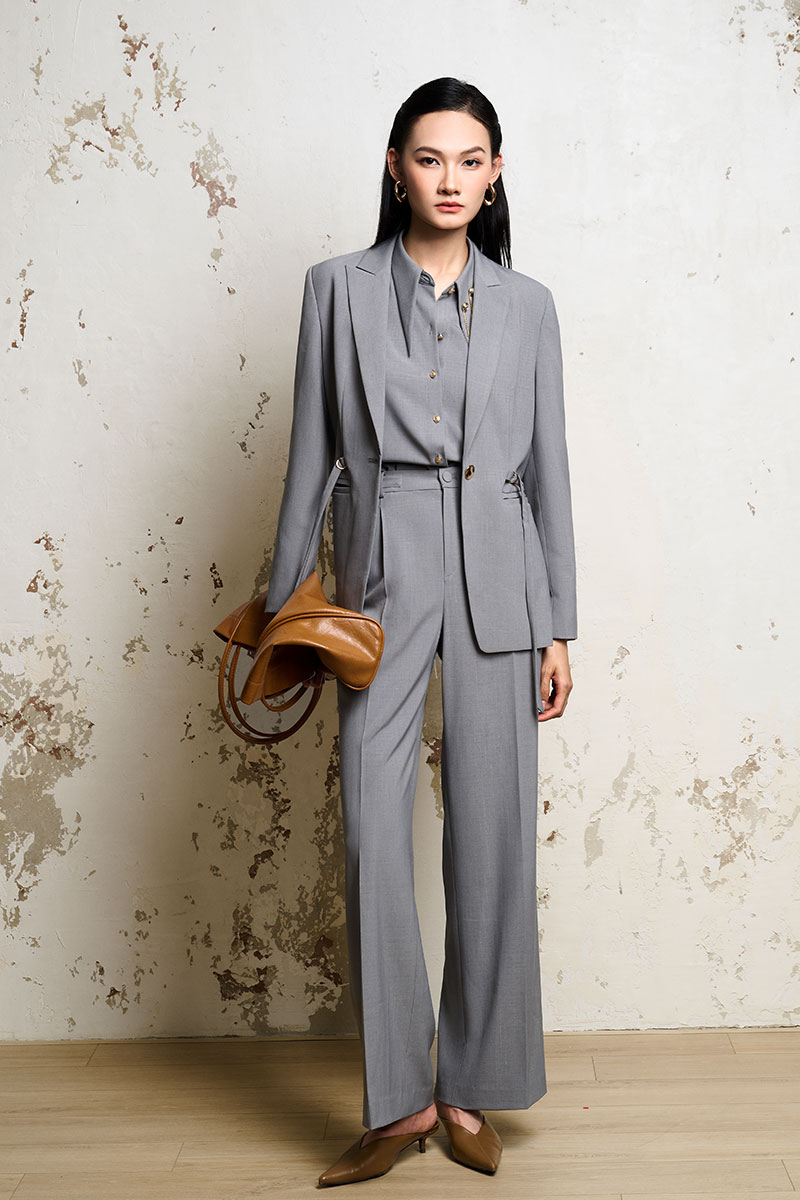 Áo vest suông eo kẹp dây luồn khoen