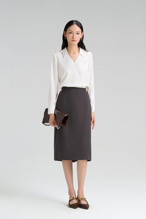 Chân váy suông vát bong giả túi