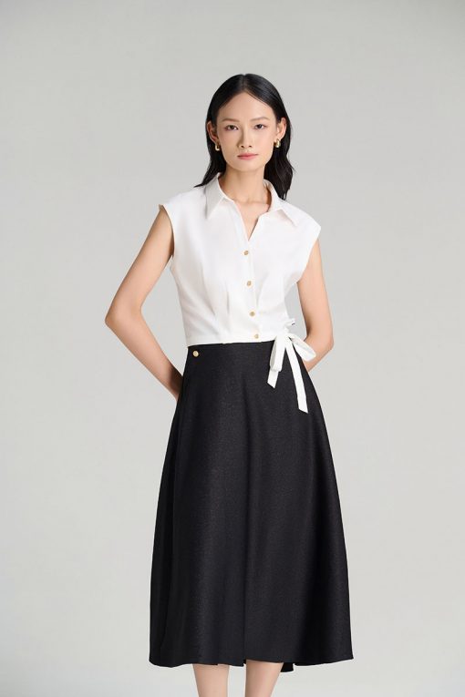 Sơ mi SN vạt chéo thắt nơ