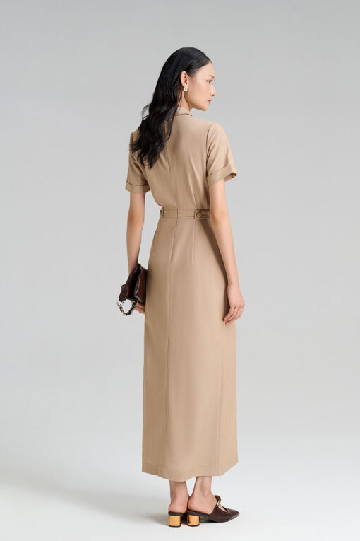 Đầm ôm diễu chỉ, nẹp đính cúc đai eo