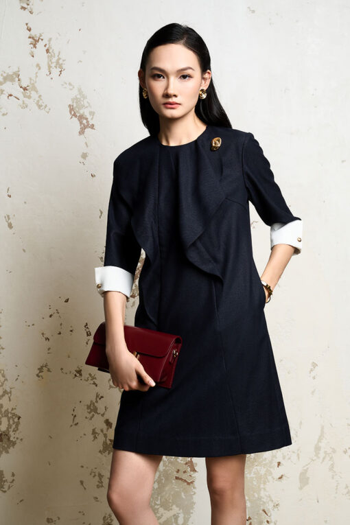 Đầm suông A bèo can chéo thân