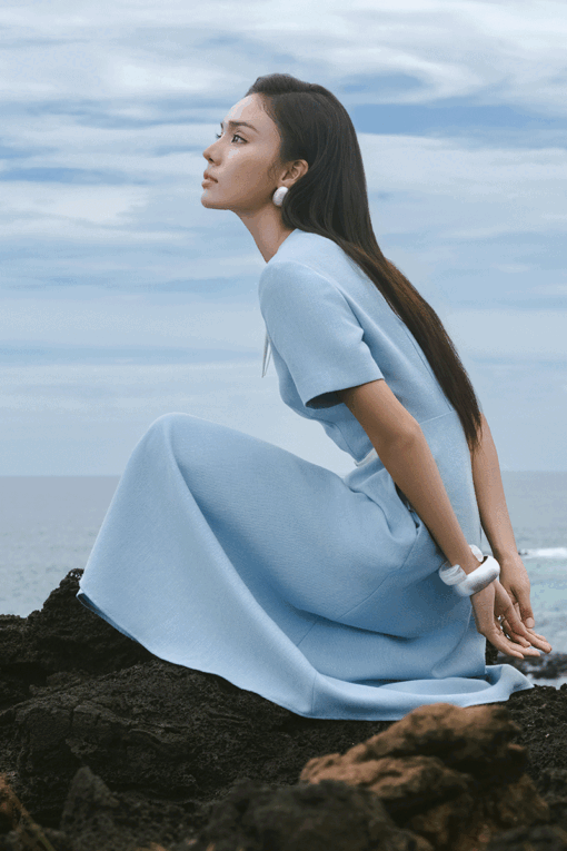 Đầm xoè cổ phối cách điệu