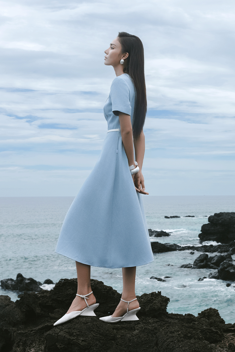 Đầm xoè cổ phối cách điệu