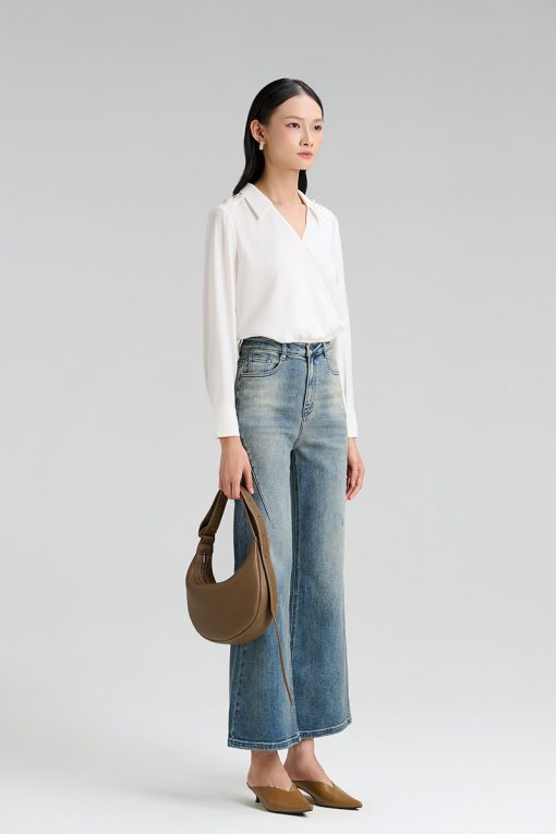 Sơ mi DT vạt chéo chun eo cá vai