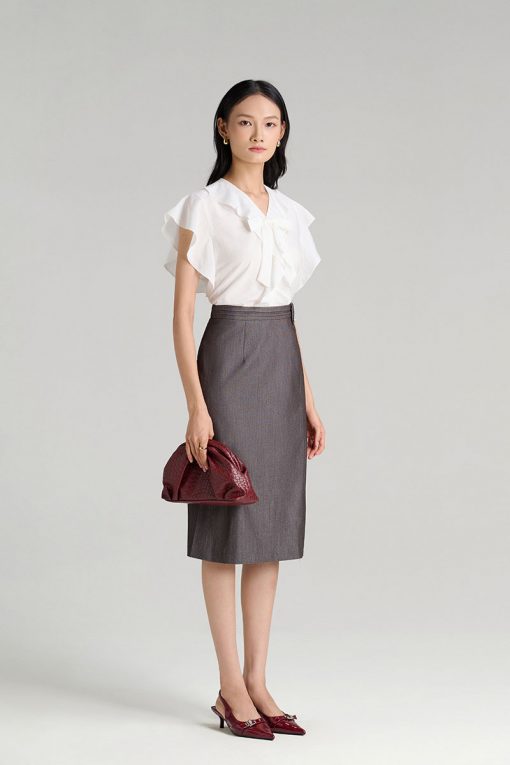 Chân váy suông bấu mí cạp cá 1 bên