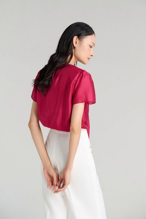 Sơ mi CT cổ đính nơ lệch