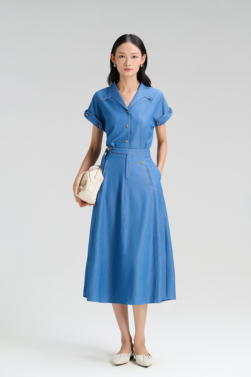 Chân váy xoè quai nhê rơi, diễu hông trái TT