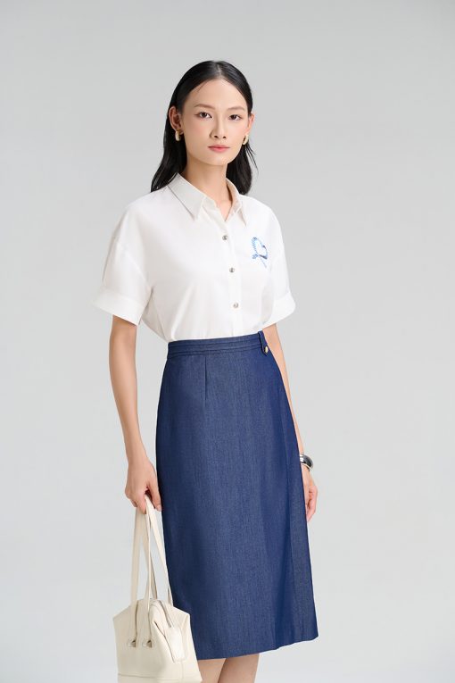 Sơ mi CT xẻ măng sét ngực in trái tim