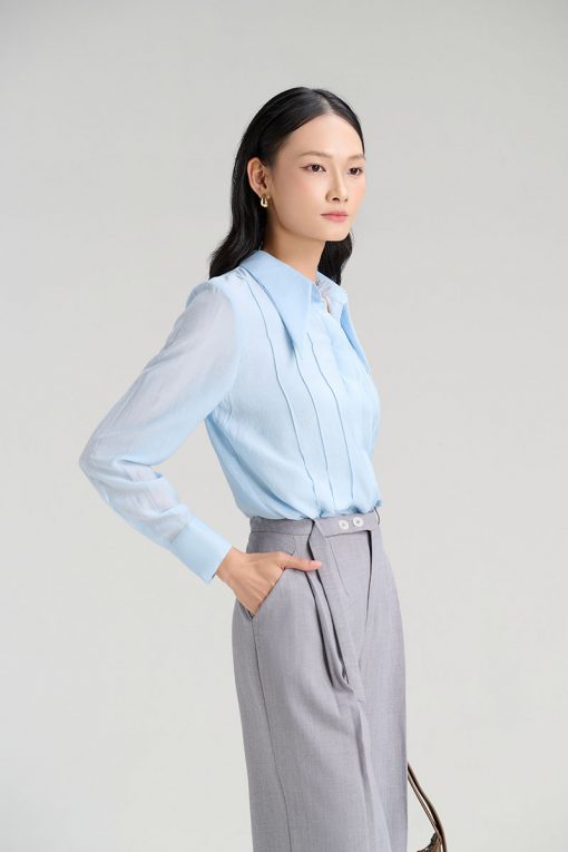 Sơ mi DT bấu mí thân trước