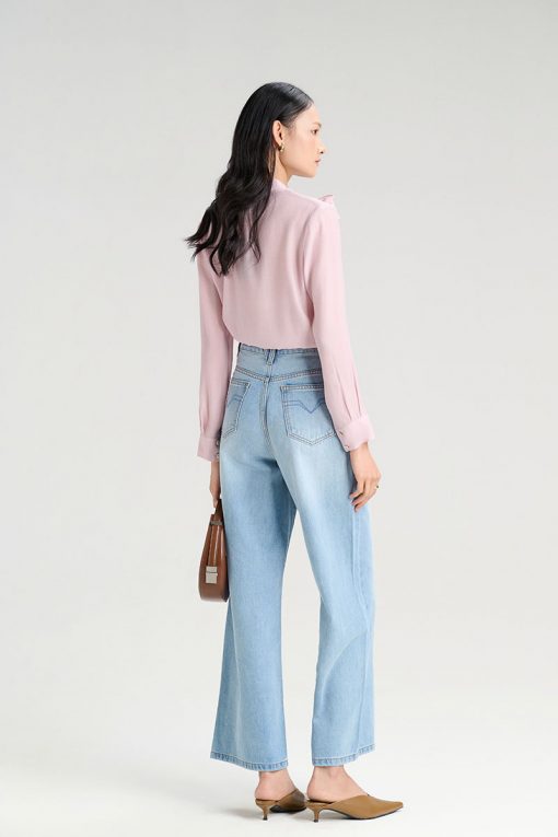 Quần jean suông đỉa cạp cách điệu