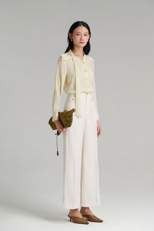 Sơ mi DT cổ nơ lệch tà buông