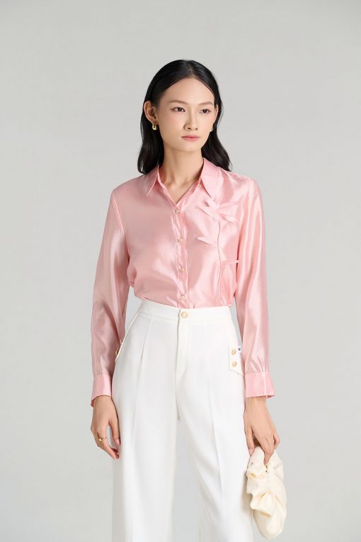 Sơ mi DT hoa laze đính ngực