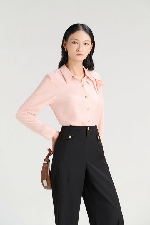 Sơ mi DT nơ lệch 1 bên