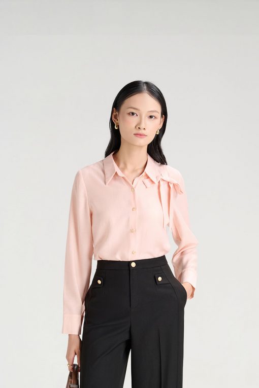 Sơ mi DT nơ lệch 1 bên