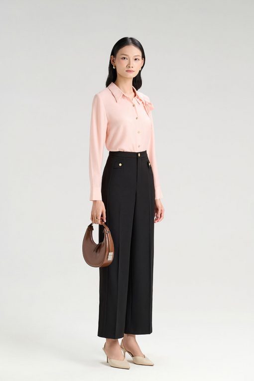 Sơ mi DT nơ lệch 1 bên