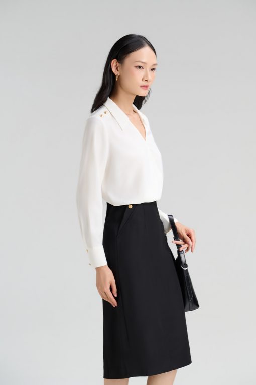 Chân váy suông vát bong giả túi