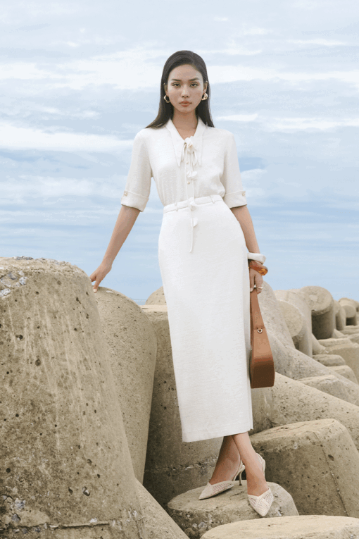 Chân váy dài đỉa chặn cạp