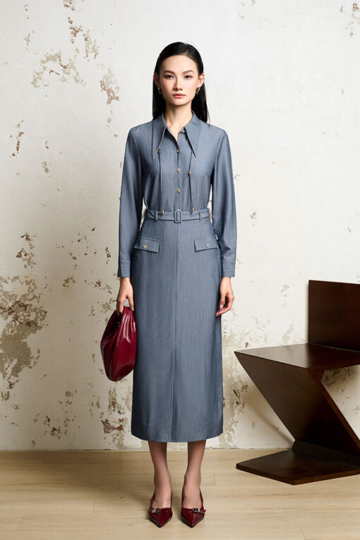 Chân váy kẻ dài đai luồn đỉa kẹp sườn