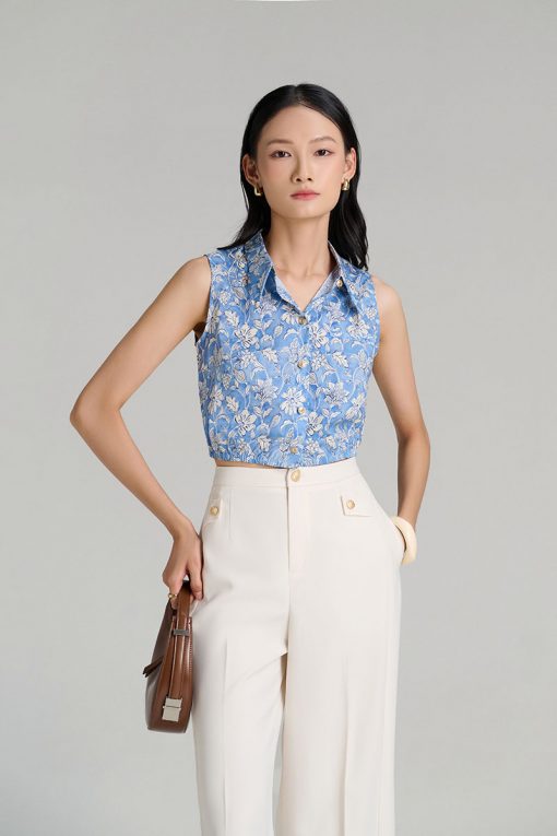 Sơ mi sát nách chun gấu dây buộc sau