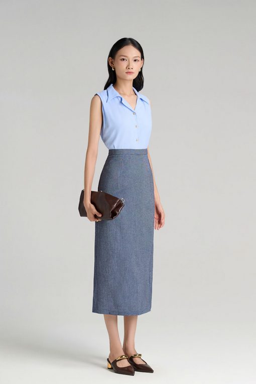 Chân váy dài can giả túi chéo