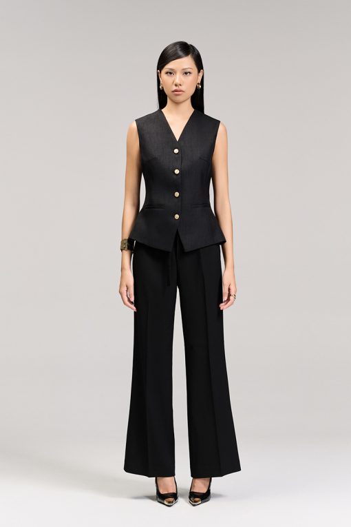 Áo gile cổ V thân bổ mảnh 1 hàng cúc