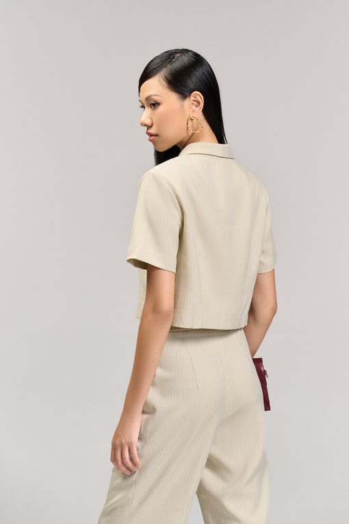 Áo kiểu CT croptop kẻ sọc 1 hàng cúc