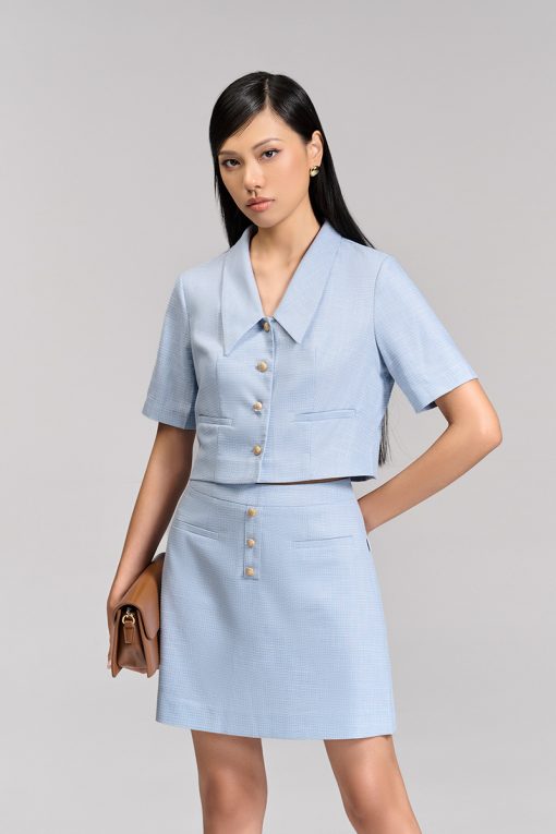 Chân váy A nẹp đắp đính cúc