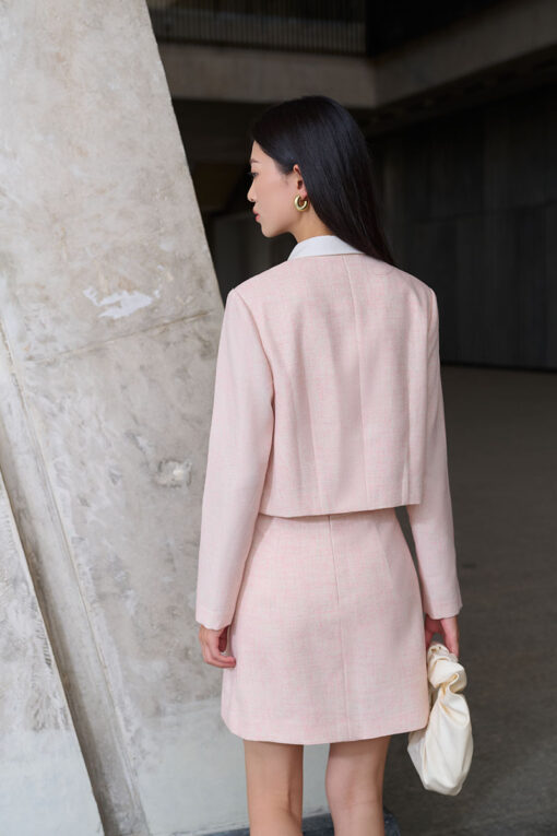 Áo kiểu DT croptop, lá cổ kẹp nẹp