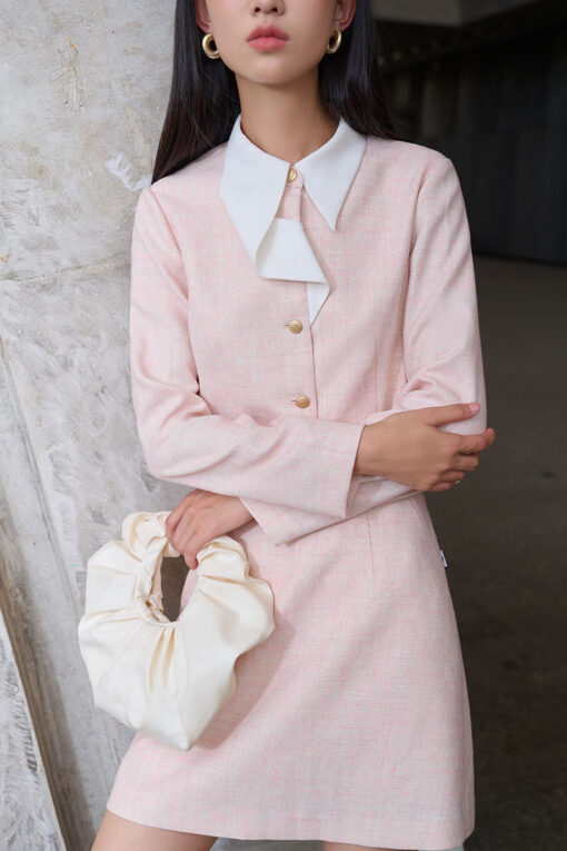 Áo kiểu DT croptop, lá cổ kẹp nẹp