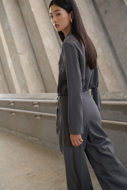 Áo kiểu DT croptop nẹp chồng dây gâu