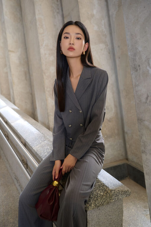 Áo kiểu DT croptop nẹp chồng dây gâu