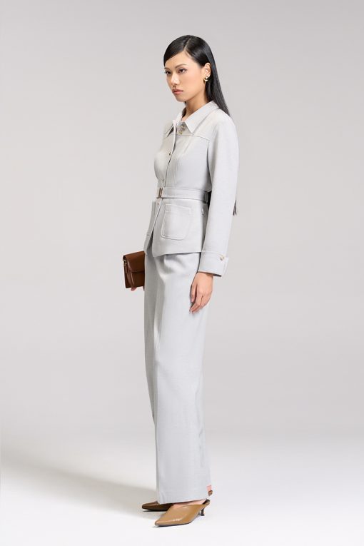 Áo kiểu DT dáng ôm túi ốp kèm đai