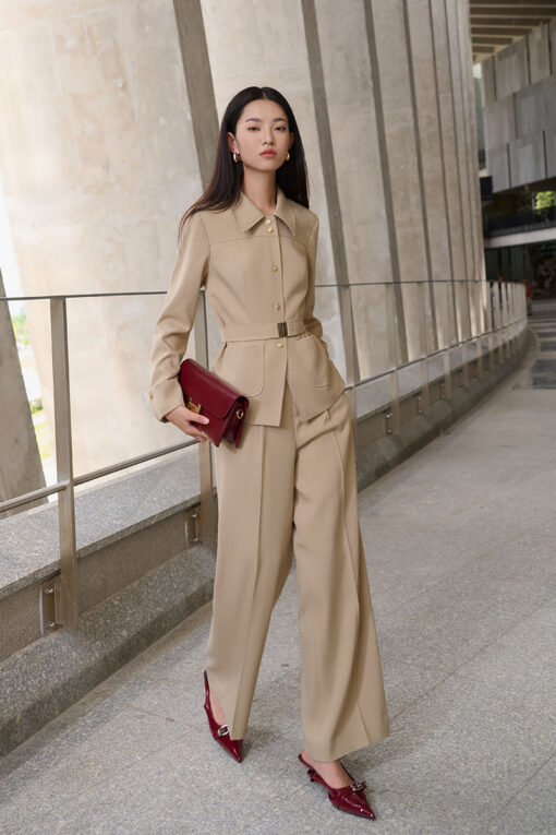 Áo kiểu DT dáng ôm túi ốp kèm đai