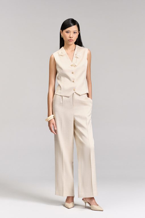 Áo kiểu SN cổ V đính dây hoa