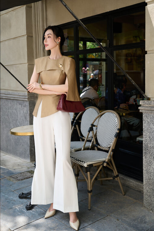 Quần suông đai eo ly súp sườn