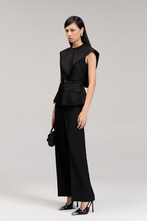 Áo kiểu peplum, bong vai lệch kèm đai